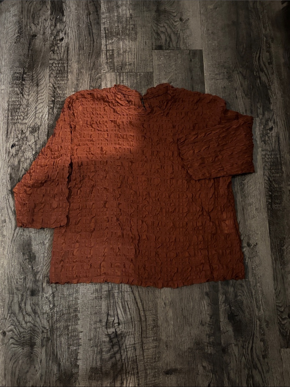 Mariénne Crinkle Texture Blouse - Burnt Orange - Size Large